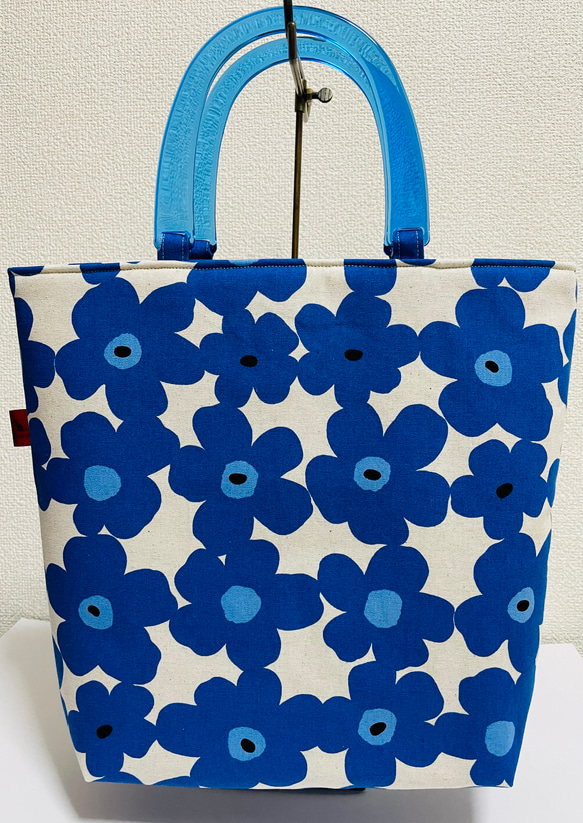 葉柄プリーツトートバッグ ブルー ハンドメイド フララニ（Hula Lani  