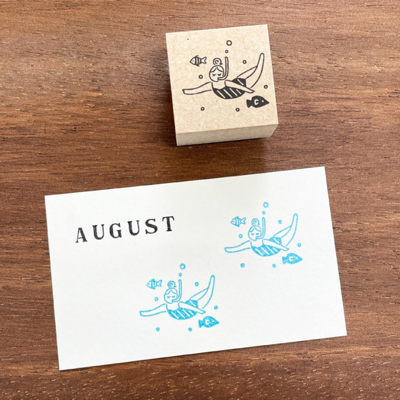 小丸子八月在海 (a-121) 季節插圖郵票 Hanko Hanko 女孩 第2張的照片