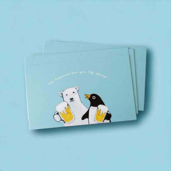 メッセージカード封筒セット（シロクマ&ペンギン暑中見舞い） 5枚目の画像