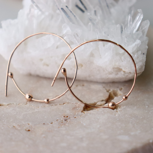 PANDORA 14k ローズゴールド フープピアス（No color ピアス