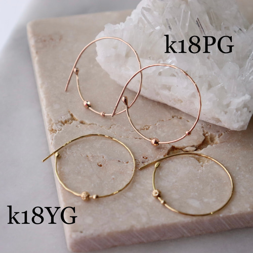 k18PG》Pandora〜フープピアス ピンクゴールドJojuly ピアス