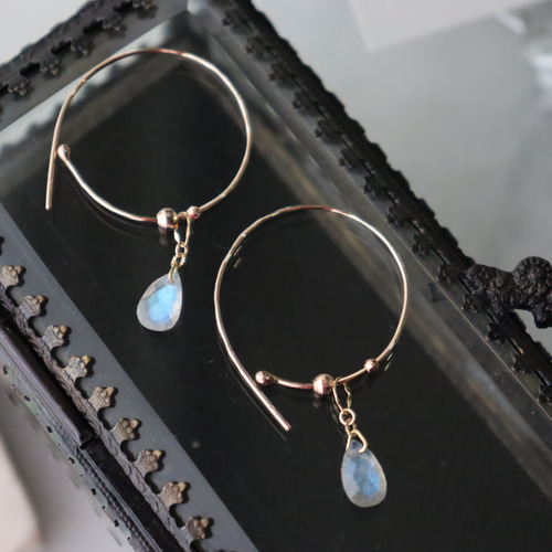 PANDORA 14Kローズゴールド クリスタルピアス フープ[お値下げ不可] PANDORA 14Kローズゴールド クリスタルピアス フープ[お値下げ