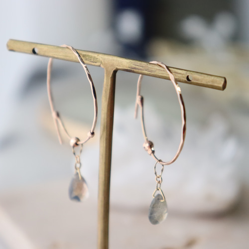 PANDORA ローズゴールド フープピアス k18PG》Pandora〜フープピアス ピンクゴールドJojuly ピアス
