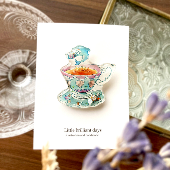 Mermaid teacup brooch｜マーメイドティーカップブローチ 1枚目の画像