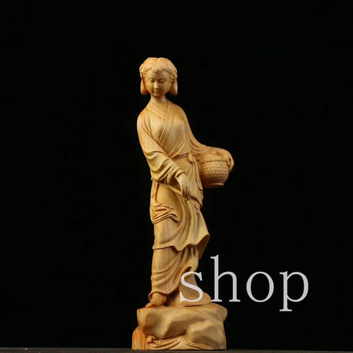 【天然素材】東洋美人像 彫刻細密 飾り物 高さ26cm hy66-1.jpg