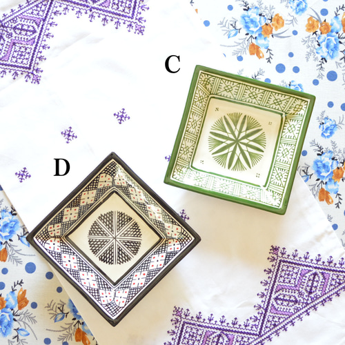 20％オフ！角深皿15 4種類／モロッコ・フェズの手描き陶器 深鉢 小鉢