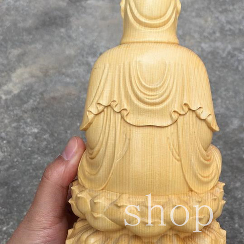 座蓮観音』仏教美術 高級木彫り東洋風水木彫仏像・木造座蓮観音像