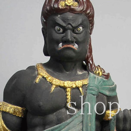 稀少☆極美精品】仏教美術 時代 木彫 彩色 古い 不動明王像 仏像