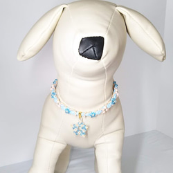 スター☆チャーム（アクアマリン）28cm　ビーズチョーカー　犬　猫 2枚目の画像