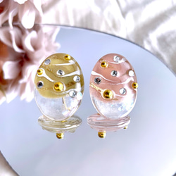 glass oval nuance yo-yo Earrings 1枚目の画像