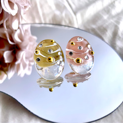 glass oval nuance yo-yo Earrings 2枚目の画像