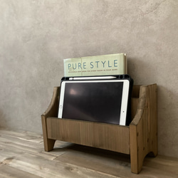 卓上 本棚 マガジンラック 木製 アンティーク風 絵本棚 タブレット収納