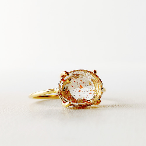 最新作「サンストーン」の世界でひとつの天然石リング マルチカラーサンストーン サンストーン リング 天然石 リング 大粒