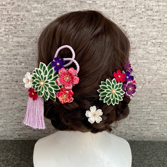 【特価セール】【JZOON 髪飾り】成人式 ヘアアクセサリーつまみ細工 桜 菊