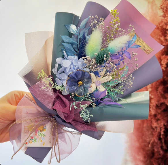【くまくま様おまとめ】ドライフラワー 発表会 花束 フラワー ギフト お花とクマさんの花束 プレゼント