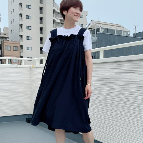 新品 JOURNAL STANDARD ギャザーサロペット ネイビー 新品 JOURNAL STANDARD ギャザーサロペット ネイビー