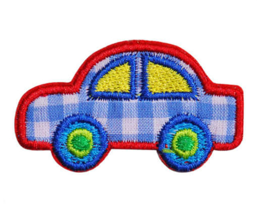 Sale*アップリケワッペン チェックの車2枚 CW 自動車 くるま 乗り物 