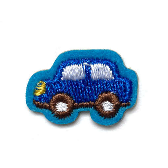 Sale*アップリケワッペンシール ミニカー2枚 ブルー　CW　W-2188　自動車 2枚目の画像