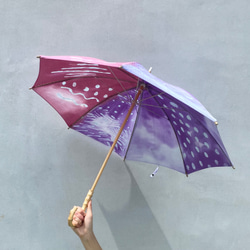 手染防紫外線遮陽傘 / 棉質遮陽傘 / 面罩紫色 第2張的照片