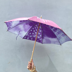手染防紫外線遮陽傘 / 棉質遮陽傘 / 面罩紫色 第1張的照片