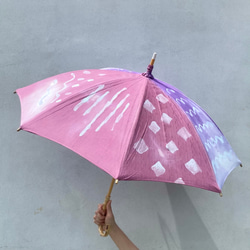 手染めの日傘・コットンパラソル /  mask-purple 4枚目の画像