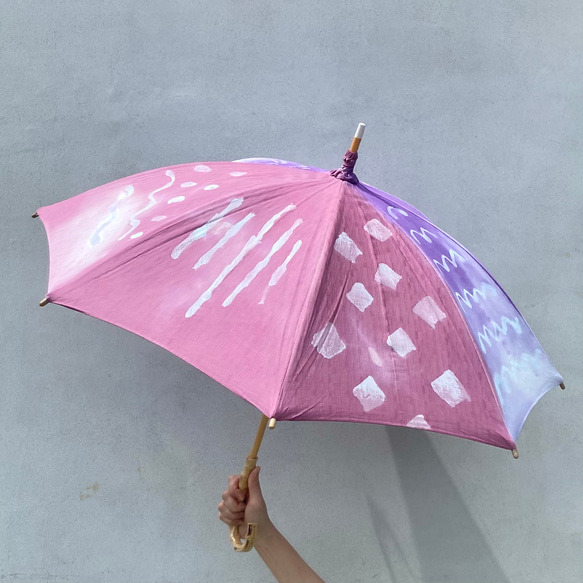 手染防紫外線遮陽傘 / 棉質遮陽傘 / 面罩紫色 第4張的照片