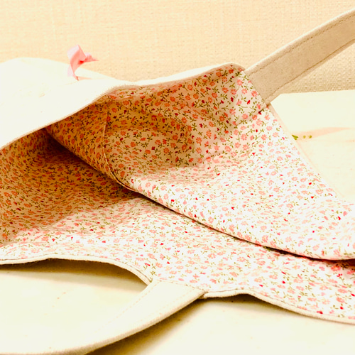 刺繍 巾着 トート バック ＜生成り＞ 巾着バッグ acochan 通販