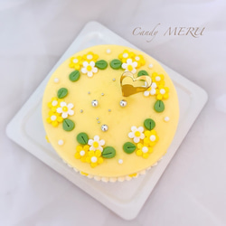 母の日ギフト　小さなケーキシリーズ　黄色い小花のケーキ(チーズケーキ味）４号直径11㎝ 2枚目の画像