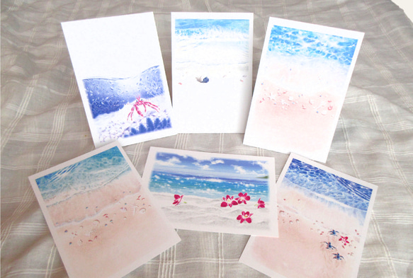 海のイラストポストカード６枚セット（暑中見舞い・残暑見舞いに・夏の季節のグリーティングカード）） 9枚目の画像