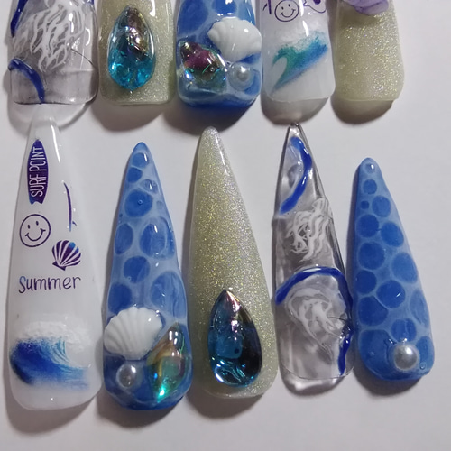 オーダーネイルチップNo.64 夏 海 浜辺ラグーン マグネット オーダーネイルチップNo.64 夏 海 浜辺ラグーン マグネット