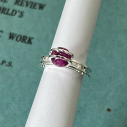 粉色藍寶石和滾珠戒指（訂單生產） 第2張的照片