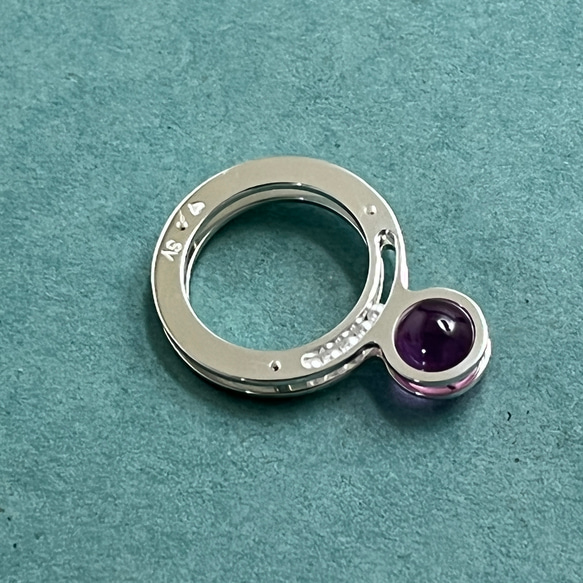粉色藍寶石和滾珠戒指（訂單生產） 第9張的照片