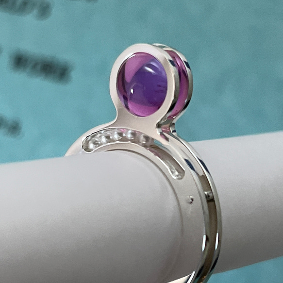 粉色藍寶石和滾珠戒指（訂單生產） 第6張的照片