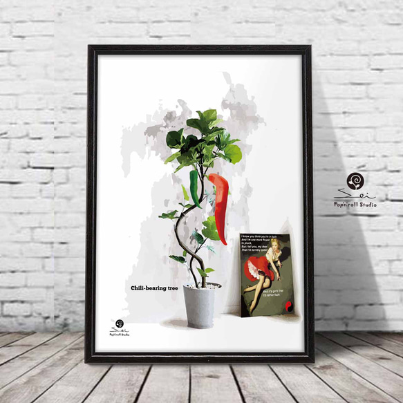 唐辛子の実る観葉植物　ポスター　アートポスター 　A4 　アート（イラスト・グラフィック）seiで検索　140 2枚目の画像