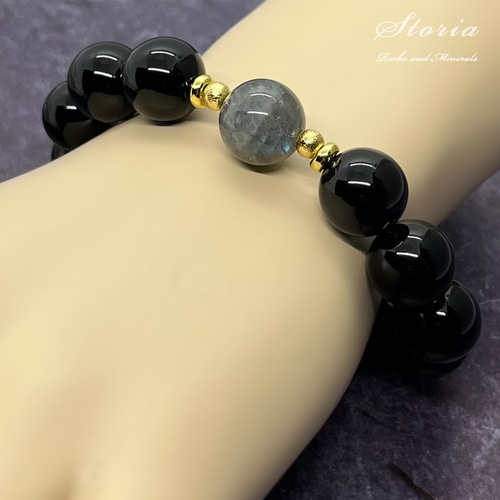 動じない心を育てる ラブラドライト×モリオン（黒水晶）12mm珠