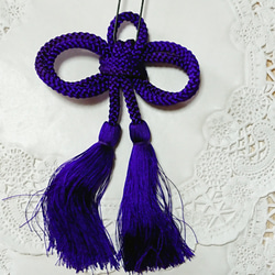 幸せ髪飾り・結び飾り・叶結び・紐飾り・飾り結び・ヘアアクセサリー・江戸紐・紫色・ユーピン・ 5枚目の画像