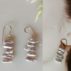 シルバー × クリア 氷 カット アシンメトリー 大ぶり ゆれる