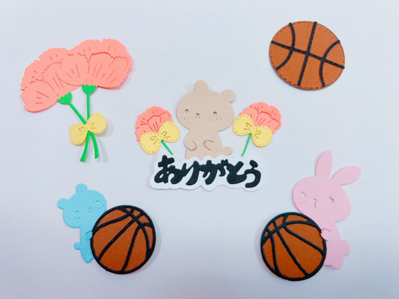 アルバム飾り　クラフトパンチ　バスケットボール　即購入可能( ＾∀＾) クラフトパンチ バスケ アルバム飾り 卒団 卒部 色紙飾り