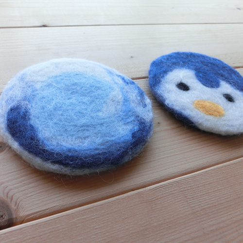 2set☆＊羊毛フェルトで作る＊コースター《ペンちゃんと