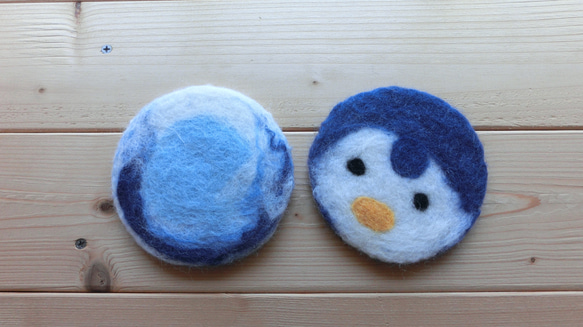 2set☆＊羊毛フェルトで作る＊コースター《ペンちゃんと