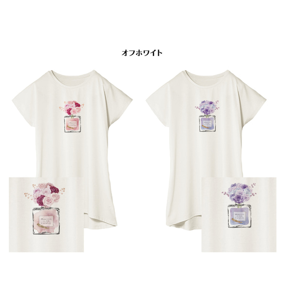 花と香水とメッセージのチュニック・ドルマンワンピTシャツ Mサイズ 3枚目の画像