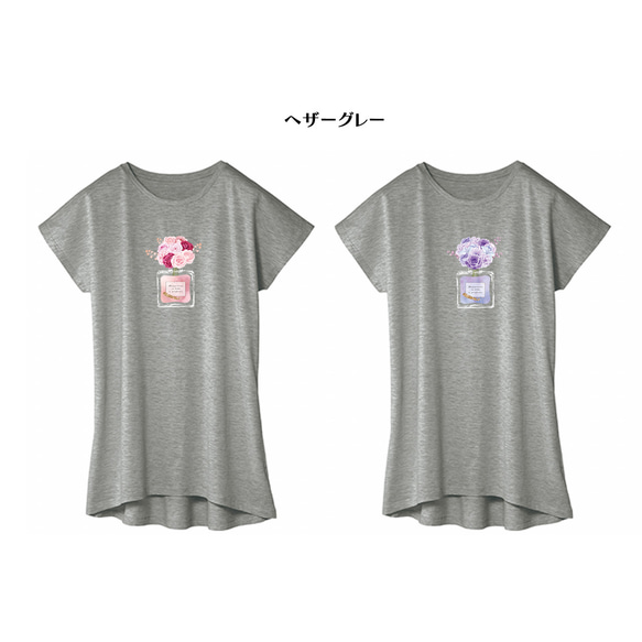 花と香水とメッセージのチュニック・ドルマンワンピTシャツ Mサイズ 6枚目の画像