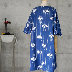 着物リメイク　綿絽　フレアー袖のチュニック/ フリーサイズ 6枚目の画像