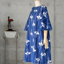 着物リメイク　綿絽　フレアー袖のチュニック/ フリーサイズ 4枚目の画像
