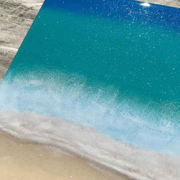 【原画】海アート【R220507】レジンアート　インテリア　壁掛け　アート　癒し　風水 7枚目の画像