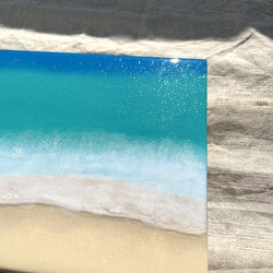 【原画】海アート【R220507】レジンアート　インテリア　壁掛け　アート　癒し　風水 3枚目の画像