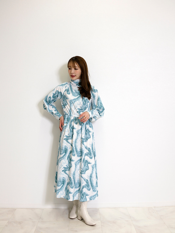 [促銷] 大理石紋2way緞帶洋裝 春季女裝 第11張的照片
