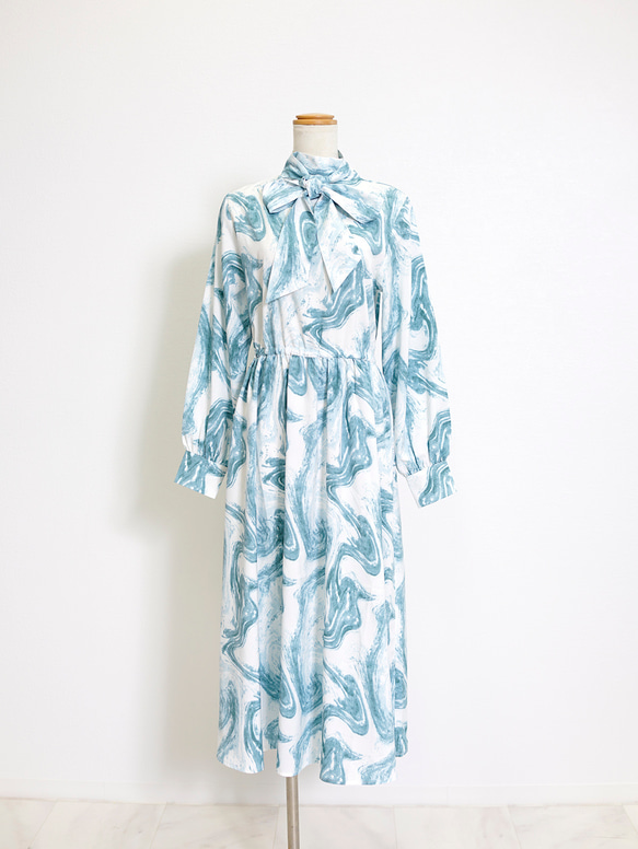 [促銷] 大理石紋2way緞帶洋裝 春季女裝 第17張的照片