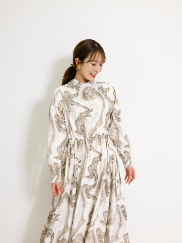[促銷] 大理石紋2way緞帶洋裝 春季女裝 第7張的照片