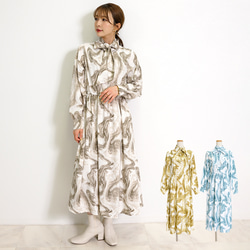 [促銷] 大理石紋2way緞帶洋裝 春季女裝 第1張的照片